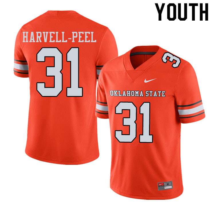 Youth #31 Kolby Harvell-Peel Oklahoma State Cowboys College Football Jerseys Sale-Alternate Orange - Click Image to Close